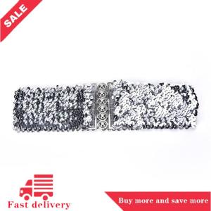 [COD] Bling Womens Rivet Sequins Elastic Stretch Wide Waist Belt Waistband Slim Casual