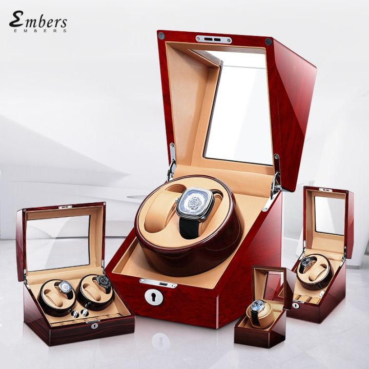 Embers Battery Watch Winder 2 Ports Wood Mechanical Watch Storage Box ...
