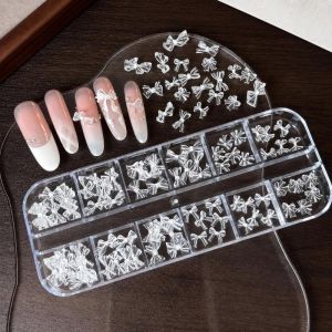 FXUP 12 ô/hộp Bộ dụng cụ trang trí móng tay bằng tuyến Nơ 3D Trong suốt Phụ kiện trang trí móng tay Kích thước hỗn hợp Bộ Phấn Nhũ Trang Trí Móng Tay Phụ Kiện Làm Móng