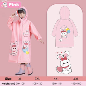 Aoduoyaya Childrens Cartoon Raincoat Thickened and Extended Waterproof Raincoat with Backpack Baju Hujan 儿童雨衣