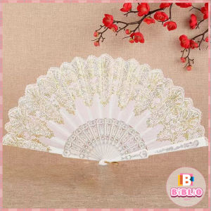Biblio【Ready in Stock】 1Pc Dance Hand Held Fans Photo Props Wedding Party Decoration Chinese Style Folding Fan