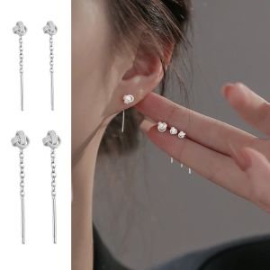 Korean Love Rhinestone Long Tassel Temperament Drop Earrings Peal Earrings Butterfly Earrings