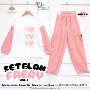 COD Setelan Atasan Kaos Motif Cantik Dan Celana Panjang Polos Anak Perempuan 8-13T Faeryy Vol2 Set