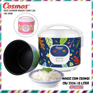 Cosmos Rice Cooker Non Stick CRJ-3306 - 1.8L Fungsi memasak dan menghangatkan   Menghangatkan hanya dengan 45 Watt   Pelengkap : gelas ukur & sendok nasi  Daya Masukan 400 Watt
