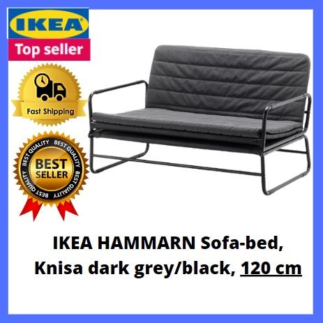 IKEA HAMMARN Sofa-bed, Knisa dark grey/black120 cm Lazada
