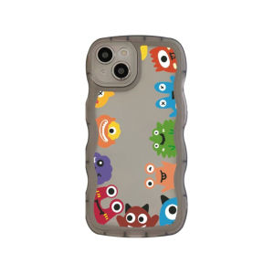 FOX Case iPhone X XS XR 11 12 Pro 12 Pro Max Casing Wave TPU Transparant Cute Monster