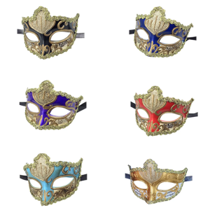 Hand Painted Masquerade Mask Half Face Mask Halloween Party Eye Mask for Adult Men Women Masquerade Costume Accessories