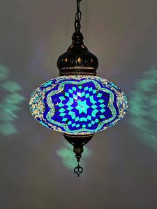 Big Size Mediterranean Turkish Mosaic Pendant Lamp Stained Glass Globe Hanging Lamp Sconces Hotel LED Ceiling Hanging Light D25CMFast shipping