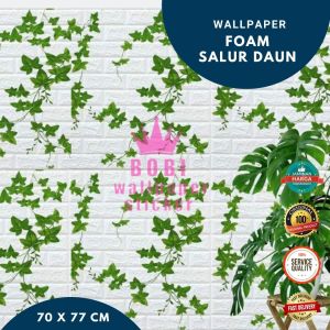 Wallpaper Dinding 3D Foam 77 x 70 cm Motif Pohon Polkadot Hijau dan Ungu