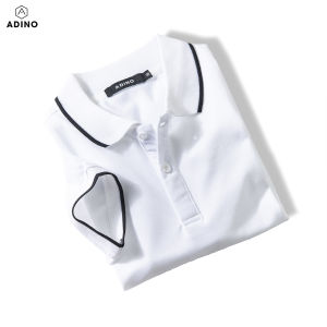 Áo polo nữ ADINO màu trắng phối viền xẻ lai vải cotton polyester co giãn dáng công sở slimfit hơi ôm trẻ trung năng động APN02