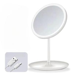 กระจกมีไฟ LED แบตเตอรี่ 1200mAh 3ระดับ กระจกแต่งหน้าถาดเก็บของ กระจกแต่งหน้าLED กระจกมีไฟส่องหน้า มีไฟ แบบพกพา