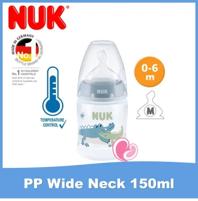 [Single/ Twin Pack] NUK Wide Neck 150ml/ 5oz PP Feeding Bottle Baby with Temperature Control