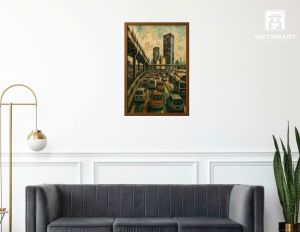 Tranh Nghệ thuật "Đường Cao Tốc Trên Cao Ở Hà Nội 2" VIETSMART ART - Acrylic trên toan vải 45 x 60cm