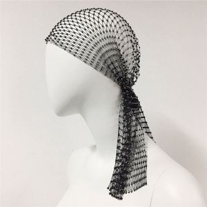 YISHA JEWELRY Hair Band Sweet Bohemian Hair Nets Summer Hollowed Out Headwrap Rhinestone Headband Women Hair Scarf Bling Turban Mesh Head Scarf Cap