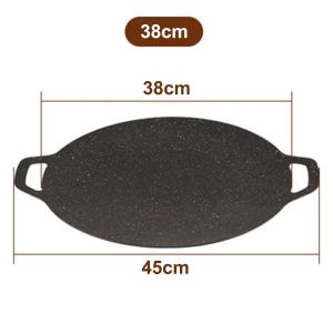 SOHO Griddle Grill Pan 38cm Non-stick Circular Griddle Pan Grill for BBQ Camping Frying Pot Frying Pan Integrated Pots