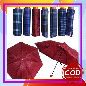 Payung Lipat Portable Motif Kotak - Payung Motif Kotak Dapat Dilipat Simpel Payung Foldable