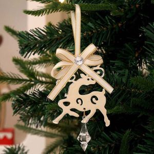 NHG Ribbon Bowknot Metal Christmas Ornaments Crystal Drop Tinplate Material Tinplate Star Snowflake Vintage Christmas Charms Durable Metal Xmas Tree Pendants Family Homes