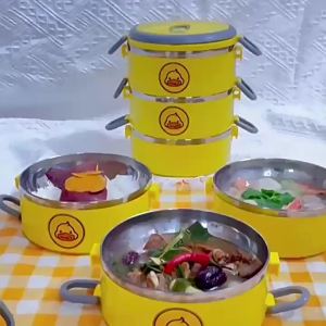 ปิ่นโตอาหารกลางวัน ปิ่นโตเป็ดเหลือง 2/3/4ชั้น ปิ่นโตเก็บอาหาร ข้าวกล่อง  เล็กๆ ถุง  แดง  เฮง กล่อง  อาหาร  ตามสั่ง
