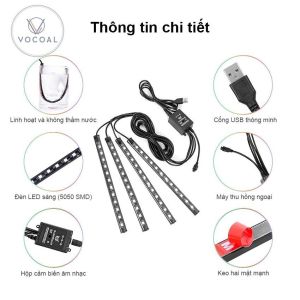 Đèn Led Gầm Ghế Ô Tô Loại 12 Mắt Có Điều Khiển Cao Cấp