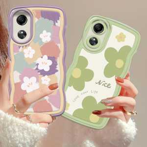 (Lokal Ready) Xinyu Casing hp OPPO A17 A17k OPPO A16 A16K A16e A57 4G A77s A15 A15S A12 A5S A54 A7 A95 A3S A11k A53 A33 A31 2020 A52 A92 F9 A76 A9 2020 Wavy Lukisan Cat Minyak Mencintai Hidup Anda Bunga Tepi Bergelombang Soft TPU Case Cover