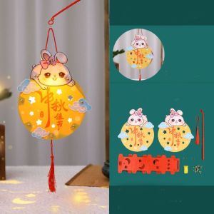 NCNC lồng đèn trung thu tự ráp đèn lồng trang trí Thủ công Đèn lồng lễ hội trung thu tự làm Phát sáng Trung Quốc Đèn Lồng thỏ phát sáng Dễ thương Túi chất liệu tự làm Đèn Lồng thỏ cầm tay Lễ hội trung thu