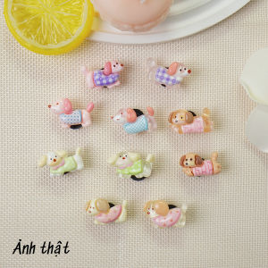 Bộ 10 Sticker Charm 3D chủ đề Cún con nhựa cứng gắn Dép Sục Cá Sấu MayTo JB-372