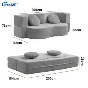 Dreame Furniture 2in1 convertible folding sofa bed full sponge roll pack compressed fabric sofa no assembly twin sleeper sofa with pillows Applicable to Futon Couch for Small Space Living Room/Guest Room/Apartment/Home Office