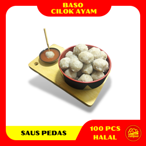 Azzamfoods Baso Cilok Ayam Frozen isi 100 Varian Saus dan Bumbu Kacang Halal Tanpa Pengawet