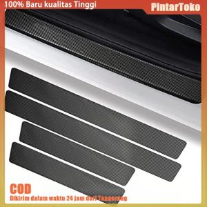 4Pcs Sticker Pelindung Sill Plate / Stiker Pelindung Pijakan Lantai Pintu Mobil /Carbon Fiber Plate