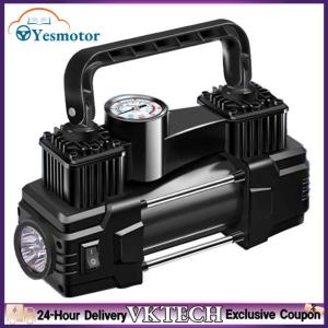 【Local Shipment】12V 150PSI Car Tire Pump with Pressure Gauge Car Electric Air Pump Dual Cylinder Heavy Duty Tire Inflator with LED Light