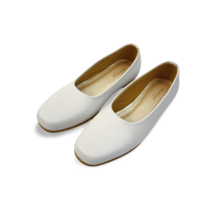 ArdiFeel Sepatu Flatshoes Wanita Polos Big Size Jumbo Size 35-45 | Sepatu Kantor Perempuan | Sepatu Kerja Cewe Casual dan Fashionable ARK TR Dop Putih Hitam