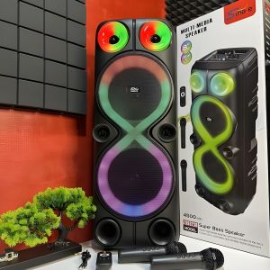 Original ZQS-8238 Super Power Bass 40W 8-inch*2 subwoofer wireless customized party speaker with RGB lights wireless microphone Audio