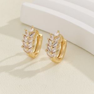Luxury Exquisite Zircon U-shaped Wheat Earrings Creative Women Earrings Gold All-Match Earrings