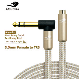 GOLLEY LION 3.5mm Female to 90 Degree Right Angle 1/4 TRS 6.5mm Headphone Stereo Audio Adapter for Amplifiers Guitar Piano Home Theater Devices to Phone Laptop Headphones