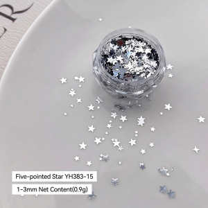 1Jar Silver Star Glitter Sequin Nail Accessories Sparkling Stars Nail Sequins Mixed Size Pentagram Manicure Sequins Decoration h260819