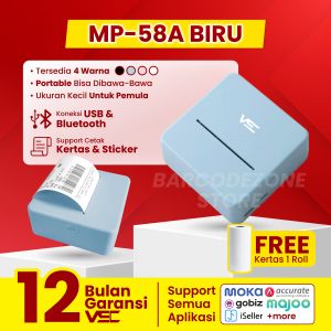 MINI THERMAL PRINTER BLUETOOTH VSC MP-58A  BIRU RPP02N 58MM SUPPORT MOKAPOS