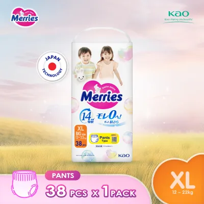 Merries Super Premium Pants Baby Diapers XL38 (1 Pack) (12–22kg) – Soft breathable and absorbent diapers for baby