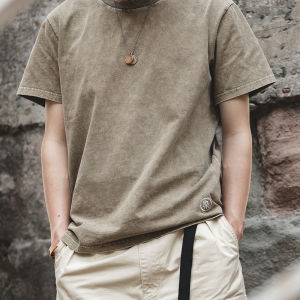 Maden brand men youth 2025 new summer new Japanese retro washed and old batik short Tee casual short-sleeved T-shirt