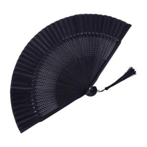 Black Bamboos Fan Folding Hand Fan For Women Apparel Foldable Hand Fan Great For Birthdays Weddings And Home Decors
