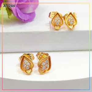 Cute Jewelry Anting Dewasa Anting Tusuk Permata Putih Perhiasan Lapis Emas AT 244