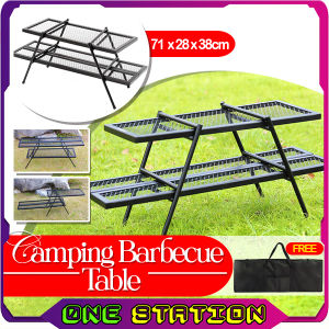Folding Campfire Grill Portable Camp Table Barbecue Camping Grill Shelf for Hiking Picnic BBQ Outdoor Meja barbeku 烧烤桌