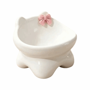 OUTOPEN High-leg Neck Support Ceramic Cat Bowl Slanted Design Solid Color Food Feeding Bowl Cat Food Water Bowl Anti Knock Protection Dog Food Bowl Cat Supplies