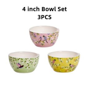 OMK American Style Underglaze Ceramic Tableware Set Bowl Dessert Bowl Set The Story of Spring Series