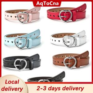 [COD] AqToCna Ship within 24 hours Children Faux Leather Belt Kids Cute Peach Heart Buckle Belts Girls Waist Belt