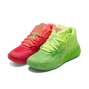 2022 New Original Lamelo Ball MB1 Rick and Morty Mid-top Actual Combat Shock-absorbing Basketball Shoes Green Red