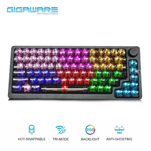Dark Alien K83 Transparent Crystal Clear Wireless Keyboard Tri-Mode Bluetooth 2.4G Wired RGB Backlight Hot-Swappable Mechanical Gaming Keyboard