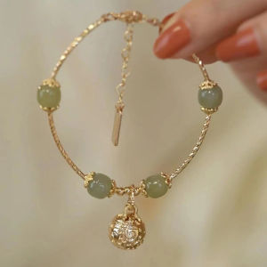 Palace Design Hetian Jade Bell Bracelet Women High-end Sense Personality Light Luxury Bracelet