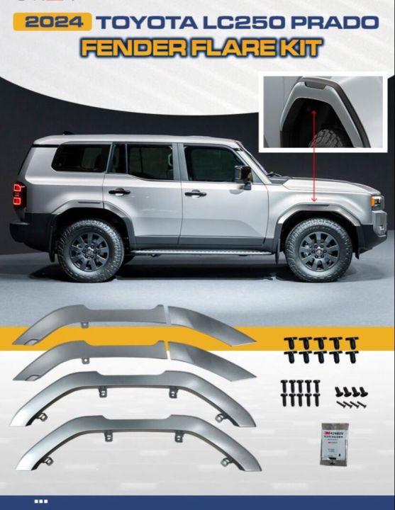 Toyota LC250 Prado 2024 to 2025 Side Fender Flares / Fender Flare kit ...