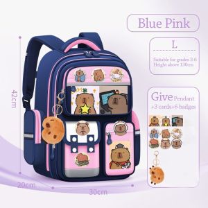 VIVIDI Chống nước Ba lô Capybara Dung lượng lớn với búp bê thẻ Ba lô Phim hoạt hình Mở rộng dây đai Cặp học sinh dành cho sinh viên