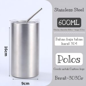 Mug Kopi Stainless Steel + Sedotan 360ml & 600ml - Termos Kopi - Botol Kopi GOMOR FHLC